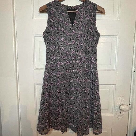 Halogen A-Line Purple & Black Sleeveless Geometric Dress - Picture 1 of 13
